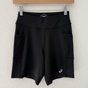 Asics‎ 7in Knit Shorts Womens XS Black Pockets Compression NEW
